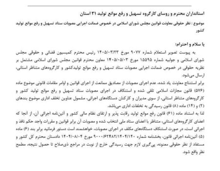 بخشنامه ستاد تسهیل